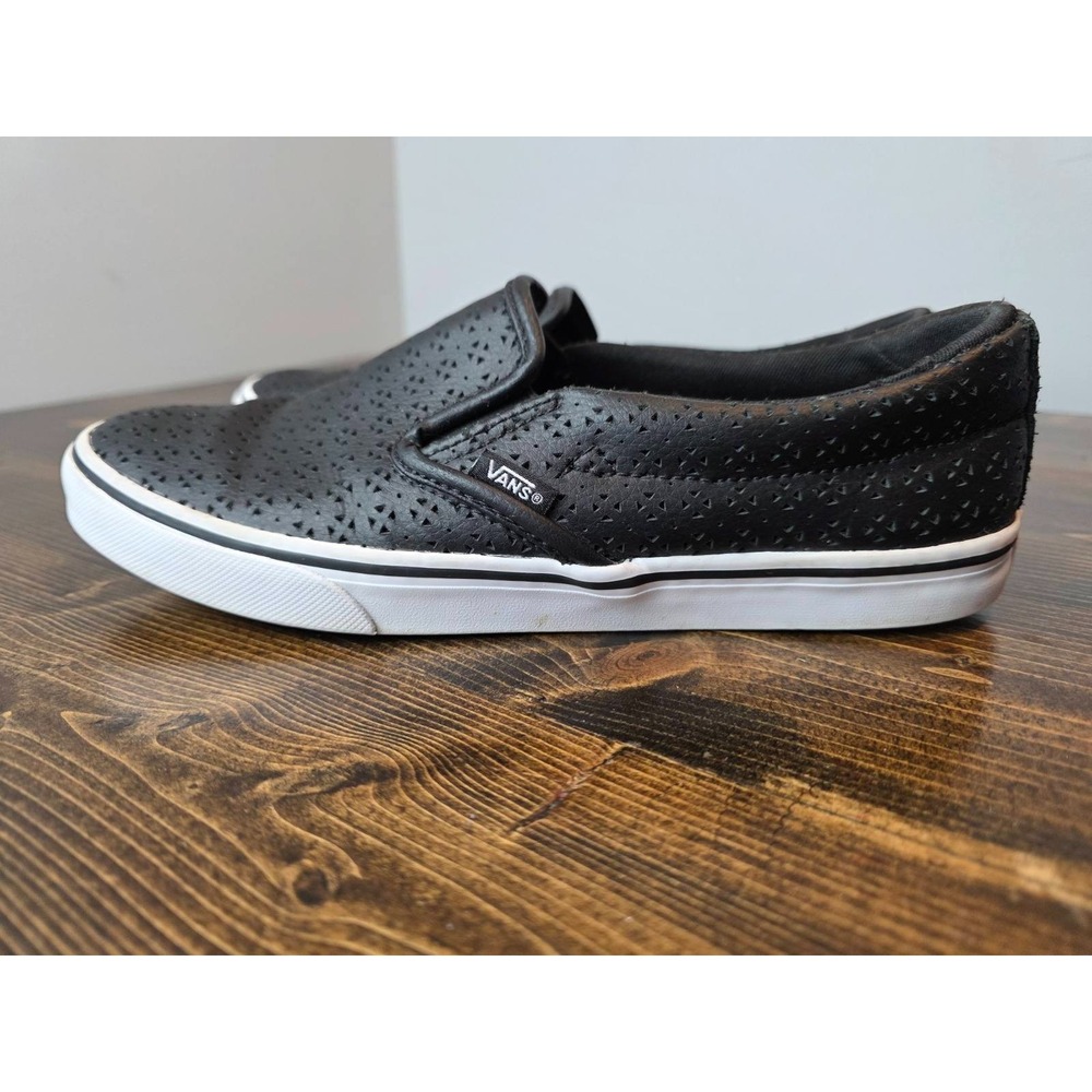 VANS Women's Sneakers Size 8.5 UK 6 Black Leather Slip On Skate Shoes‎ 721356 - Picture 3 of 13